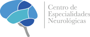 Logotipo del Centro de Especialidades Neurológicas - Cerebro dividido en partes de colores azules.